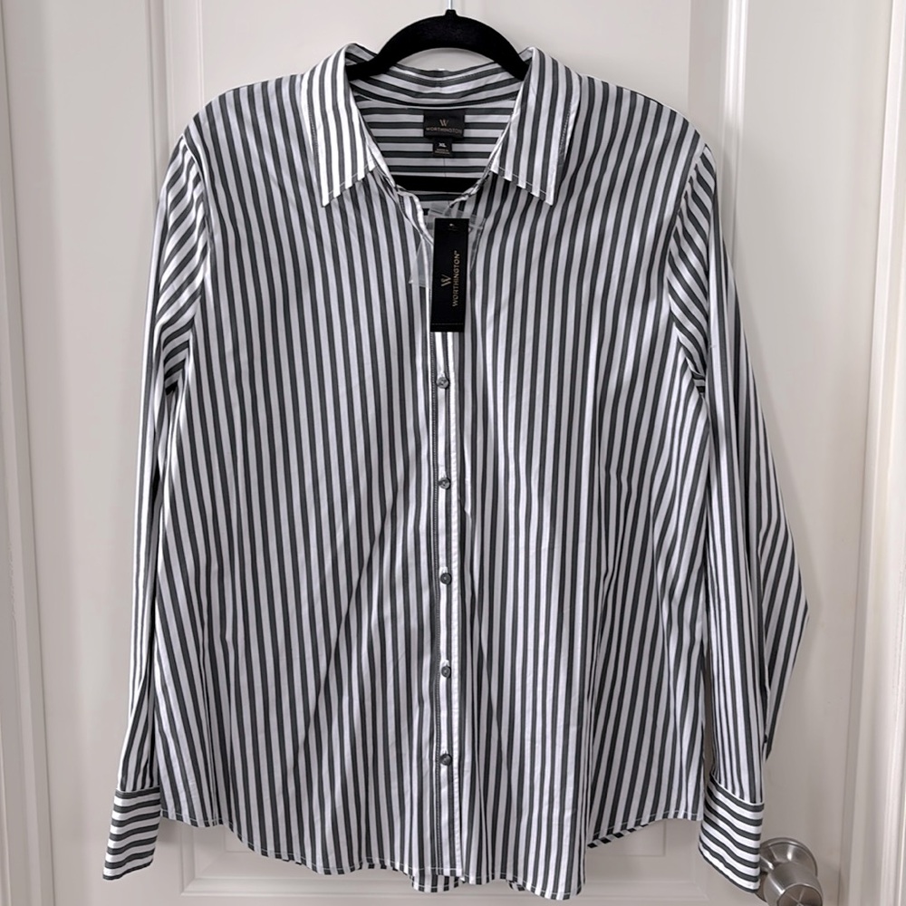 NWT | Worthington Grey Ashlee Stripe | Size XL